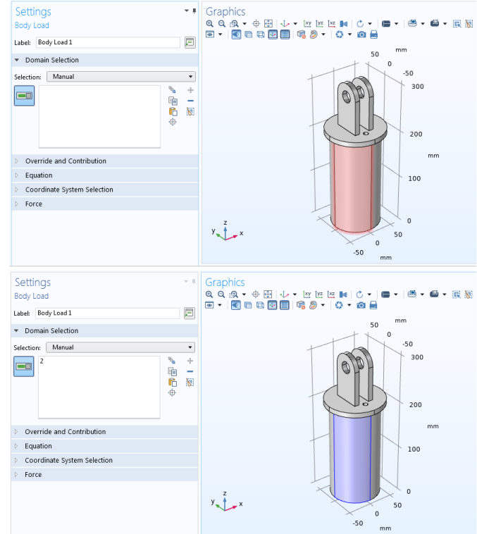 comsol 5.1 manually highlight selection graphically